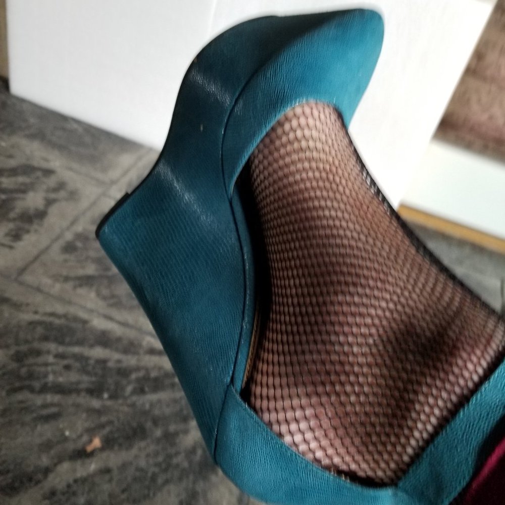 Blue 6 inch wedge heels